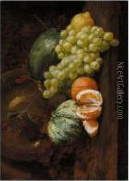 Still Life Of Fruit On A Table Oil Painting - Eleanor Stewart Wood