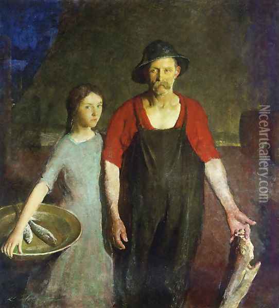 Fisherman and his Daughter Oil Painting - Charles Hawthorne