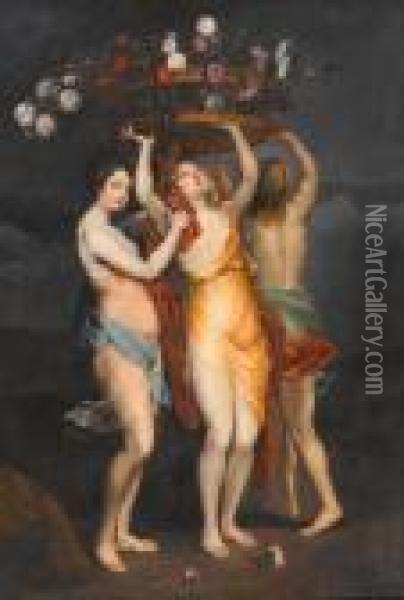 Die Drei Grazien. Oil Painting - Peter Paul Rubens