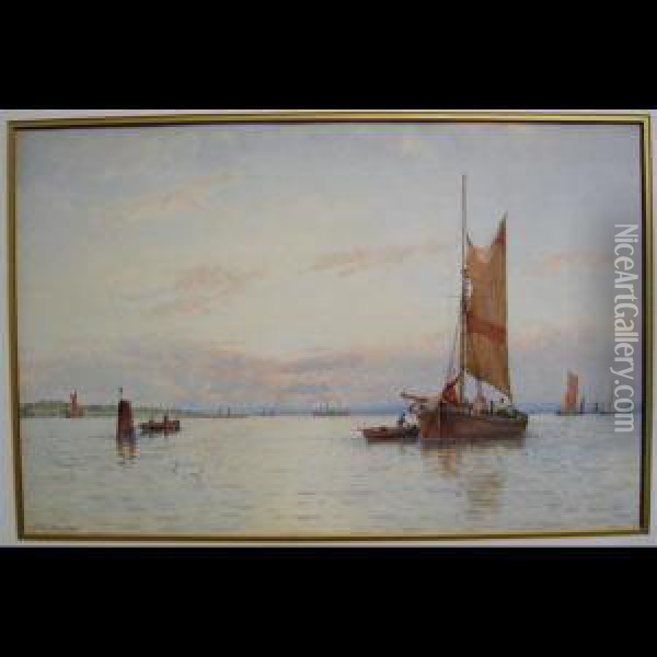 Shrimp Boat Off Sheppey Oil Painting - George Stanfield Walters