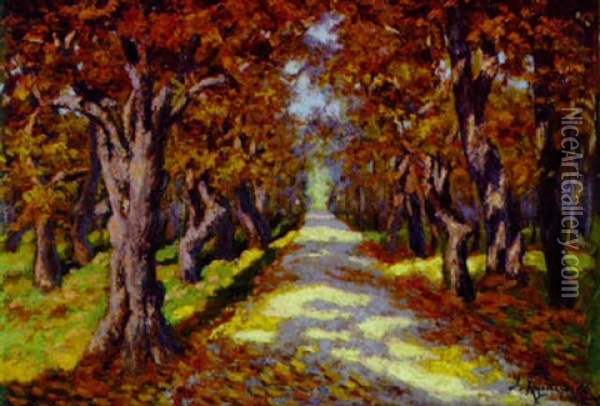 Allee Im Herbst Oil Painting - Jakob Koganowsky