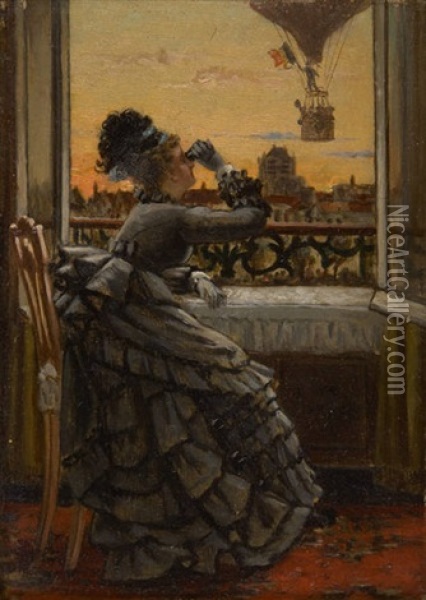 Premier Envol D'une Montgolfiere A Anvers Oil Painting - Constant Aime Marie Cap