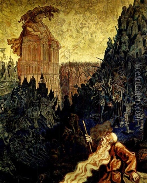 Le Juif Errant Et Gargantua Oil Painting - Gustave Dore
