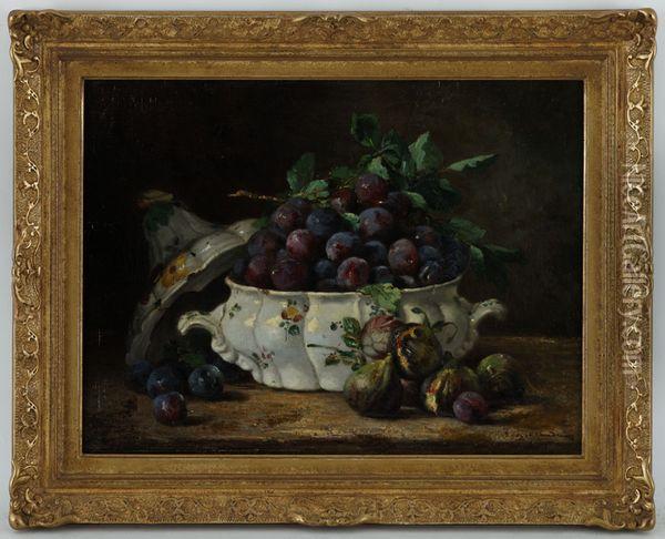 Nature Morte Aux Prunes Et Figues Oil Painting - Eugene Claude