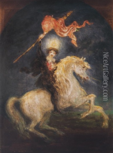 Feltamadas - Petofi Lovon (resurrection - Petofi On Horseback) Oil Painting - Viktor Madarasz