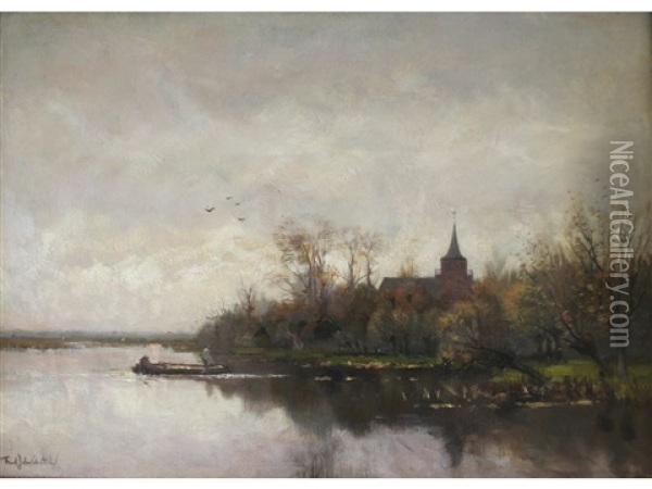 Still Autumn Day Oil Painting - Fredericus Jacobus Van Rossum Du Chattel