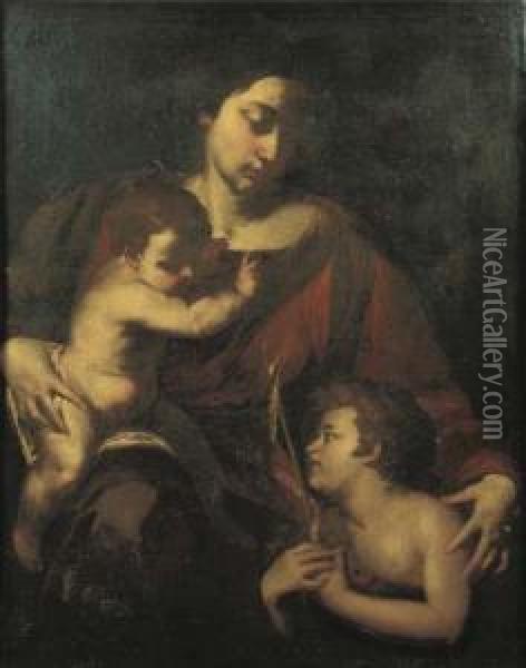 Madonna Con Bambino E San Giovannino Oil Painting - Andrea Vaccaro