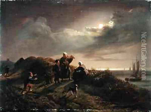 On the Coast near Scheveningen Oil Painting - Jacob Gensler