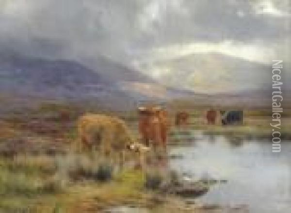 A Rainy Day In The Highlands Oil Painting - Louis Bosworth Hurt