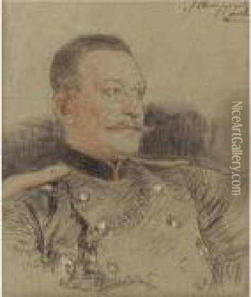 Portrait Of Officer Svertrojinsky Oil Painting - Ilya Efimovich Efimovich Repin