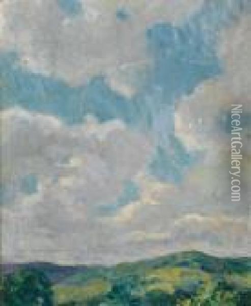 Cloud Study From The Connecticut Litchfield Hills Oil Painting - Francis Luis Mora