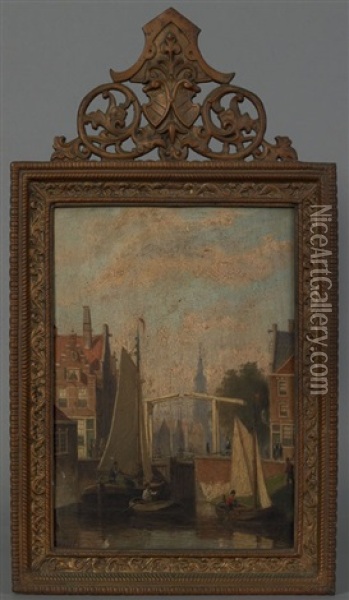 Canal Scene Oil Painting - Johannes Frederik Hulk the Elder