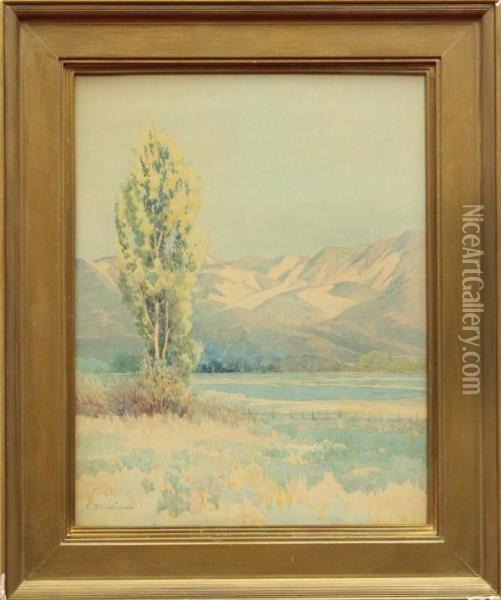 ''the Eastern Mountains, 
Reno Nevada'' Oil Painting - Lorenzo Palmer Latimer
