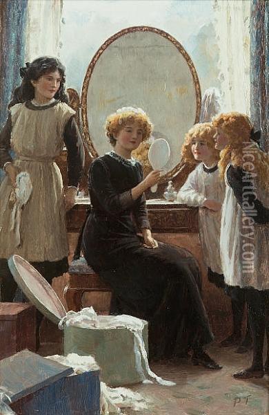 The Mirror Oil Painting - Percy Tarrant
