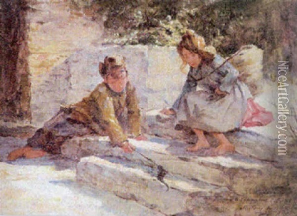 Spielende Kinder Oil Painting - Victor Laine
