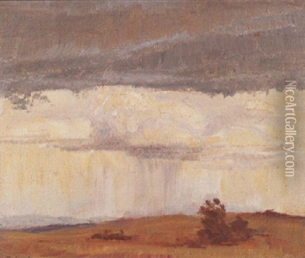 Rain Cloud Oil Painting - Thomas William Roberts