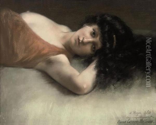 Reclining Nude Oil Painting - Pierre Carrier-Belleuse