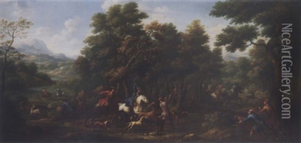 The Stag Hunt Oil Painting - Martino (il Veronese) Cignaroli