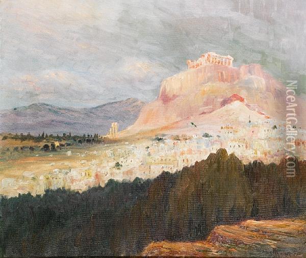 Acropolis Oil Painting - Vassilis Magiassis