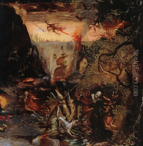 Die Versuchung Des Heiligen Antonius Oil Painting - Jakob Isaacsz Swanenburgh