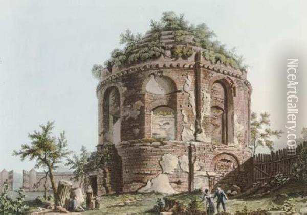 Views Of The Remains Of Ancient Buildings In Rome: Twelveplates Oil Painting - Matthew Dubourg
