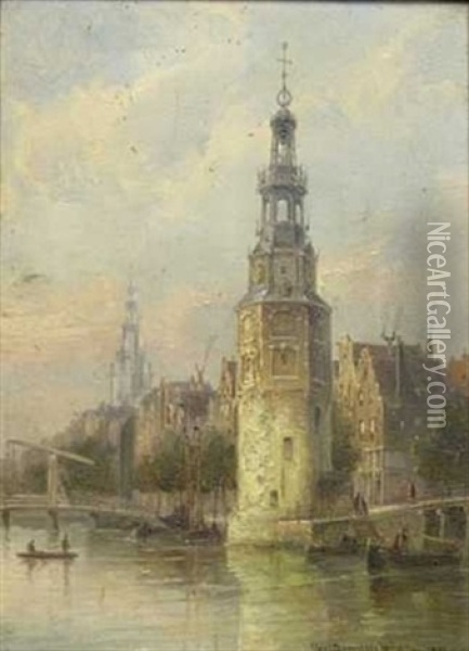 The Montelbaan Tower, Amsterdam Oil Painting - Cornelis Christiaan Dommelshuizen