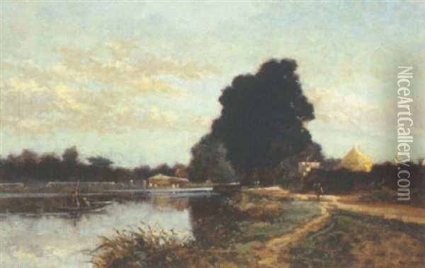 A River Scene Oil Painting - Edmund Aubrey Hunt