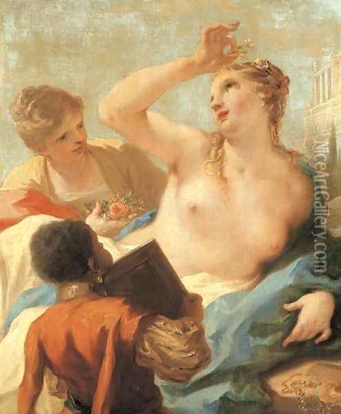 The Bath of Bathsheba Oil Painting - Giovanni Antonio Pellegrini