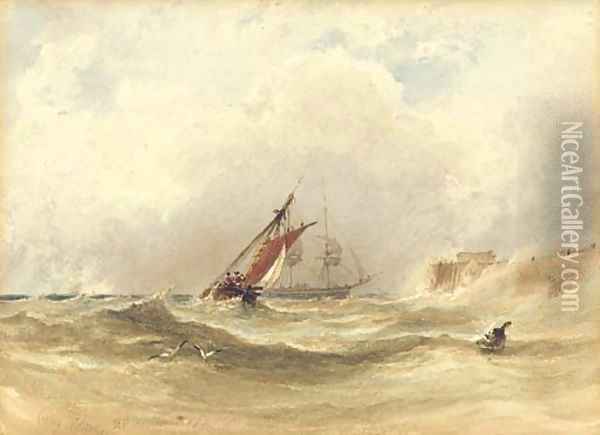 Shipping in rough seas Oil Painting - Anthony Vandyke Copley Fielding