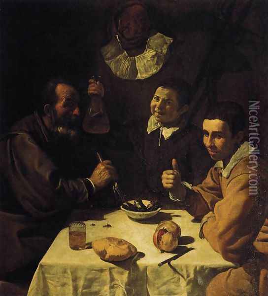 Breakfast c. 1618 Oil Painting - Diego Rodriguez de Silva y Velazquez