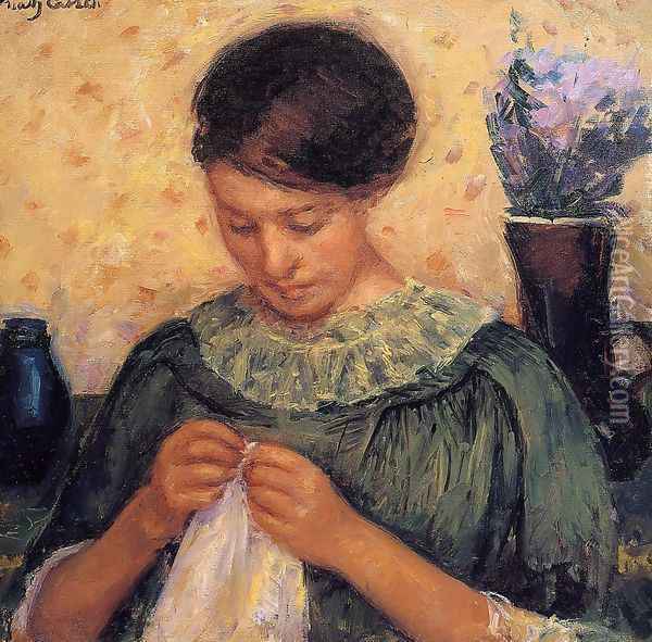 Woman Sewing Oil Painting - Mary Cassatt