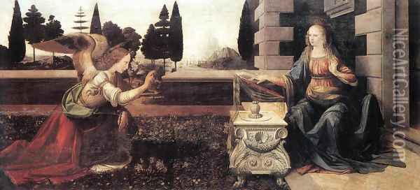 Annunciation (Annunciazione) Oil Painting - Leonardo Da Vinci