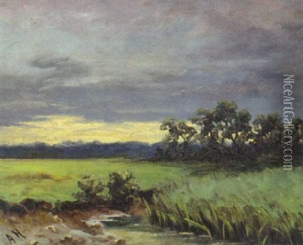 Landschaft Bei Possenhofen Oil Painting - Karl Adam Heinisch