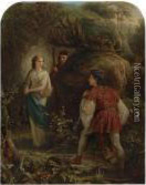 Miranda And Prospero Meeting Ferdinand Oil Painting - Alfred Patten