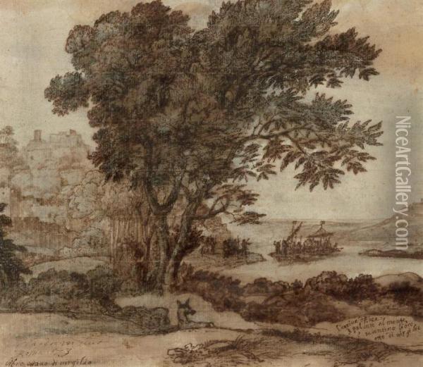 The Arrival Of Aeneas At Pallanteum, The Site Of Rome Oil Painting - Claude Lorrain (Gellee)