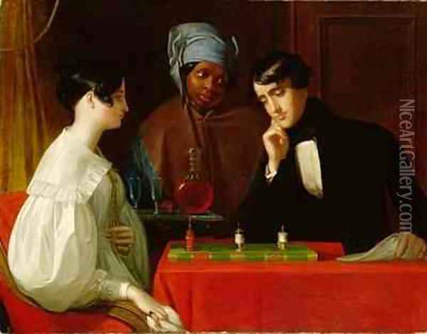 The Chess Players Oil Painting - George Whiting Flagg