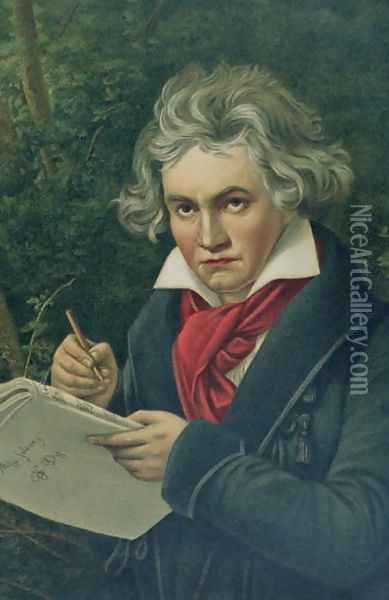 Ludwig van Beethoven 1770-1827, 19th century Oil Painting - Joseph Karl Stieler