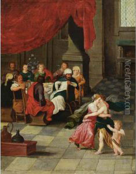 An Allegory Of Sacred And Profane Love Oil Painting - Adriaan van Stalbemt