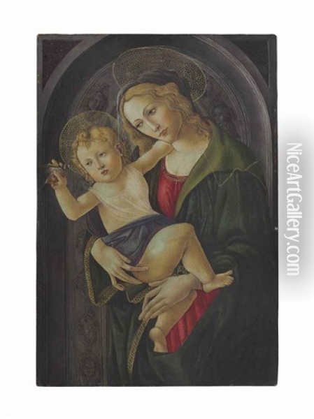 The Madonna And Child In A Niche Oil Painting - Sandro Botticelli