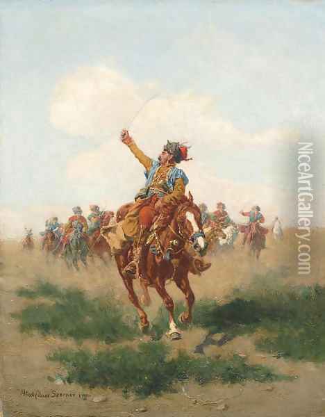 Cossacks on horseback Oil Painting - Wladyslaw Szerner