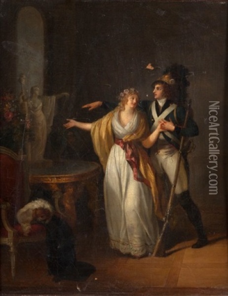 La Declaration D'amour Oil Painting - Jean-Frederic Schall