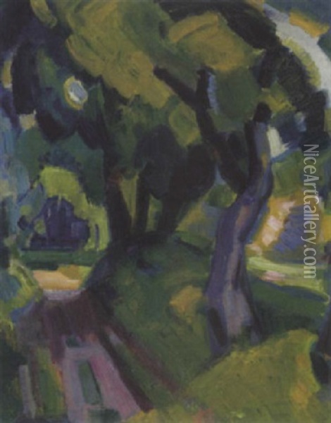 An Alley (bergen?), N.h. Oil Painting - Mommie Schwarz
