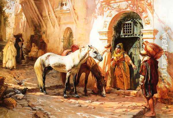 Scene in Morocco Oil Painting - F. A. Bridgeman