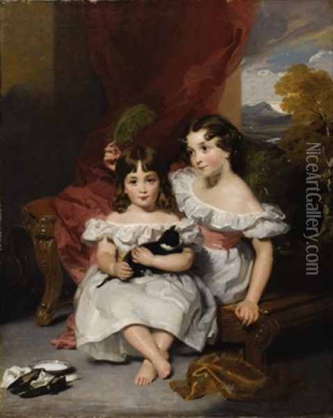 Portrait Of Fraser Sisters Oil Painting - Henry Wyatt