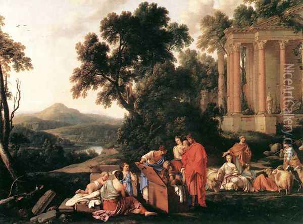 Laban Searching Jacob's Bagagge for the Stolen Idols 1647 Oil Painting - Laurent De La Hire