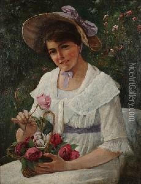 Gather Ye Rosebuds While Ye May Oil Painting - Claude Pratt