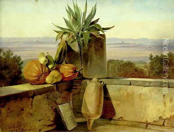 Roman Balcony 1834 Oil Painting - Friedrich Nerly
