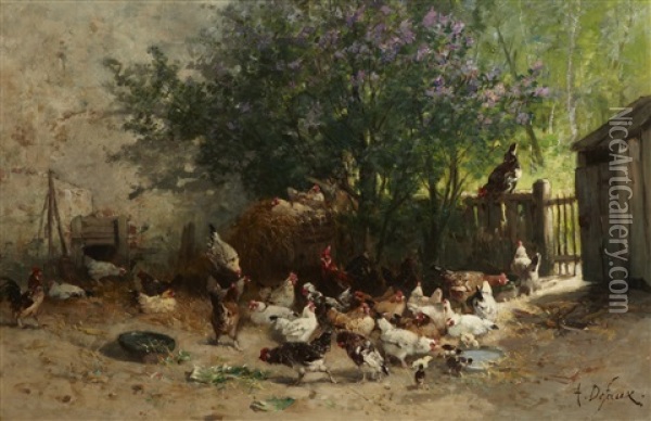 Poulailler A Honfleur Oil Painting - Alexandre Defaux