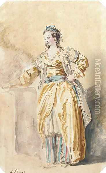 Portrait of a girl in Russian dress Oil Painting - Jean-Baptiste Leprince