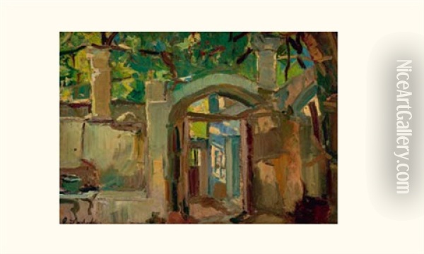 L'entree D'une Villa Sur La Cote Oil Painting - Georgi Alexandrovich Lapchine